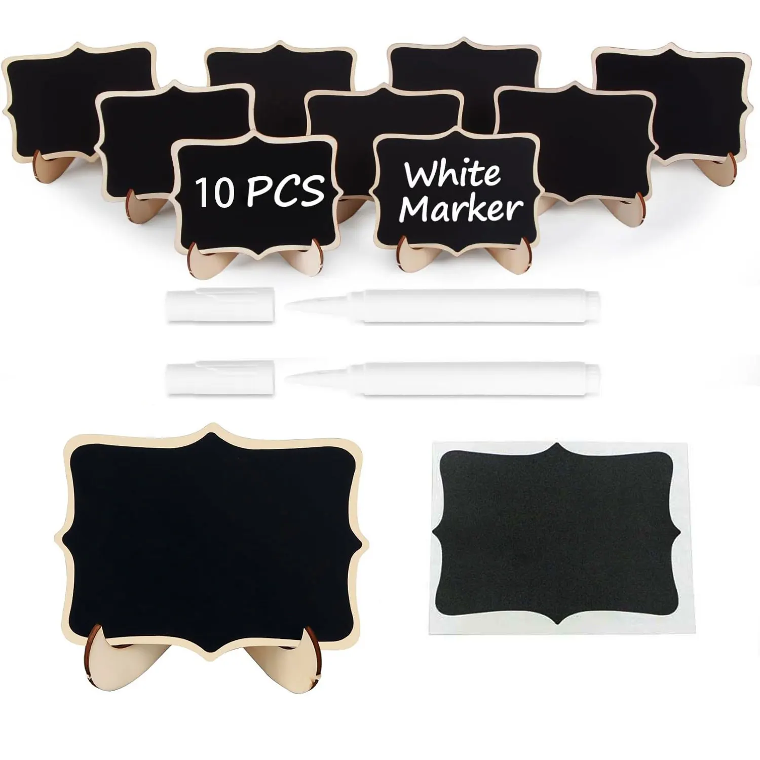 10PCS Mini Card Wooden Small Blackboard Desktop Message Decoration Single-sided Small Blackboard Cute Girl Heart Crafts