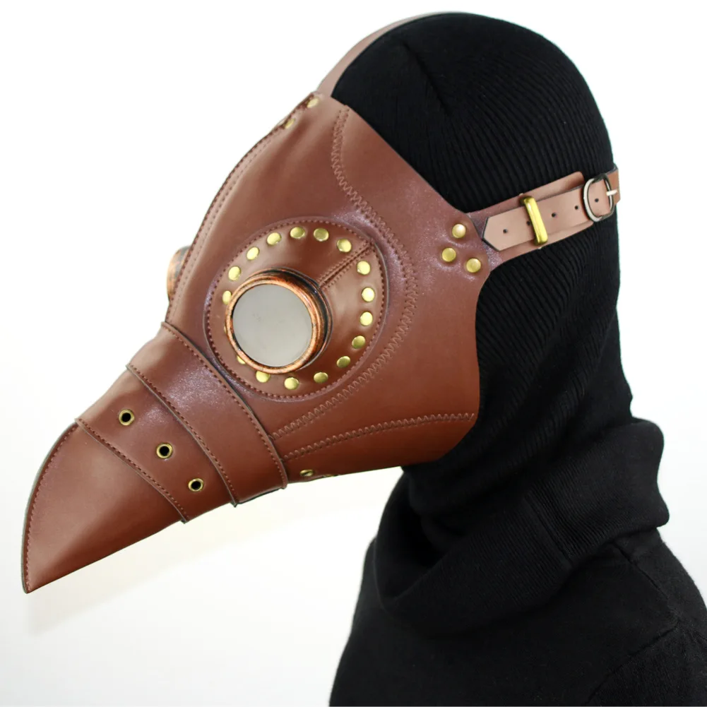 

Long Beak Bird Full Mask GearDuke Punk Style Faux Leather Plague Doctor Cos Goggles Rivet Headgear Unisex Steampunk Carnival Cos