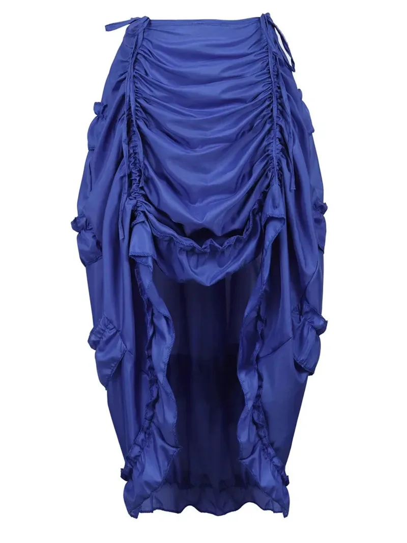 

Women Skirts Gothic Irregular Shirring Pleated Party Maxi Long Skirt High Low Costumes Punk Sexy Corset Plus Size Red OLV8