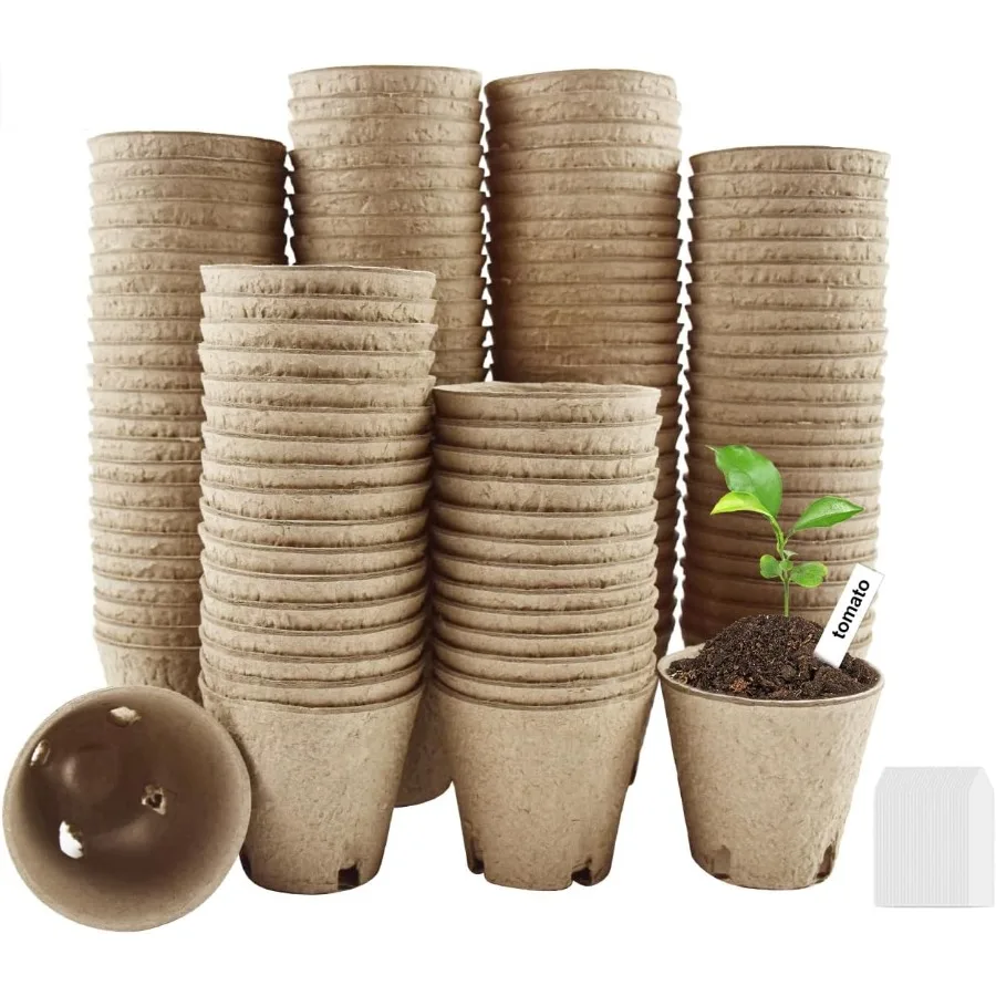 

130 Pack 3.15 Inch Seedling Peat Pots Biodegradable Seed Starters with Drainage Holes for Indoor Outdoor Plant Growing