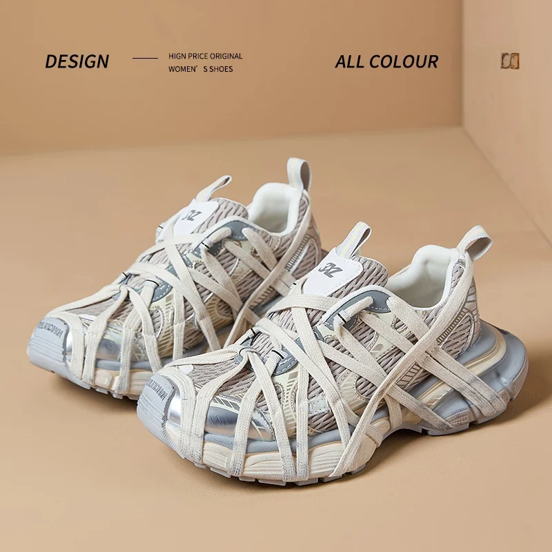 chaussures-de-sport-decontractees-pour-femme-style-'cool-dad'-tendance-motif-spiderman-effet-use-couleur-unie-semelle-epaisse-nouvelle-collection-printemps-confortables