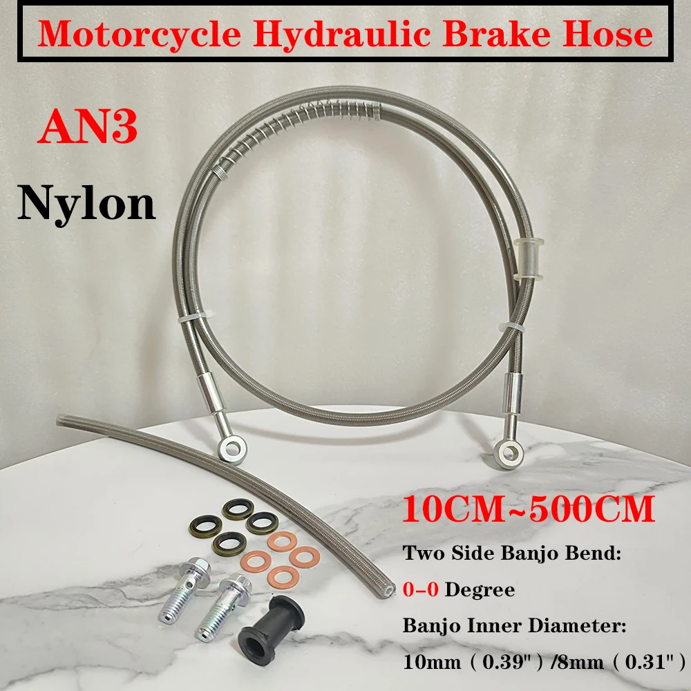 Silver10cm~500cm Nylon Motorcycle Dustproof Special 0 ° High Temperature Resistant Brake Oil Pipe Hose Fuel Pipe M10/M8