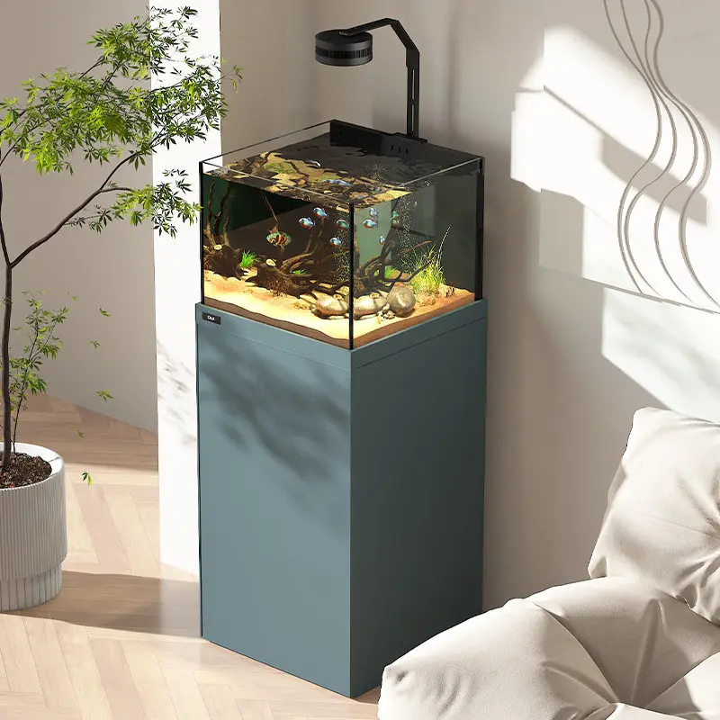 

YJQ overflow square tank living room fish tank ecological landscaping household small self-circulating bottom filter aquarium