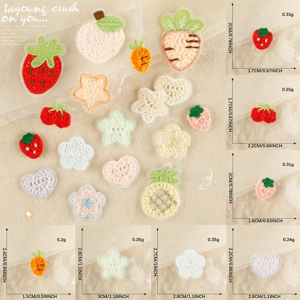 Sew-on Embroidery Patch Special-shaped Clothing Badge Accessories Embroidered Fabric Patch Heart Strawberry Clothing Patches