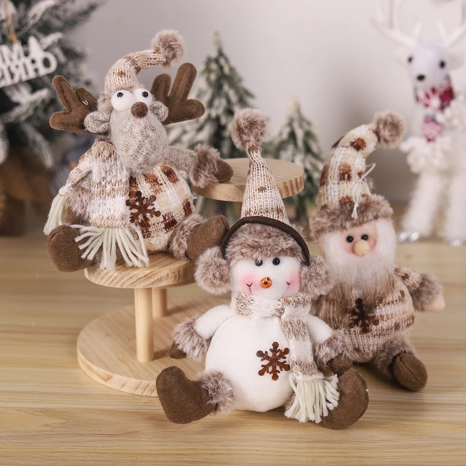 Santa Claus Snowman Elk Short Leg Knitted Doll Rudolf Ornament Dwarf Goblin Doll Merry Christmas Decor for Home Xmas Ornaments