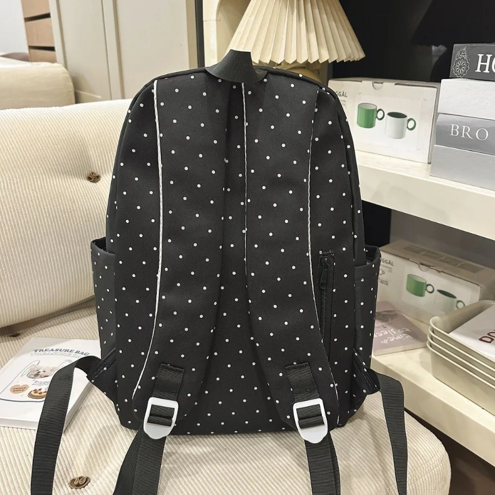 Nylon Polka Dot Print Backpack Color-blocked Cute Large Capacity School Bag - usage example