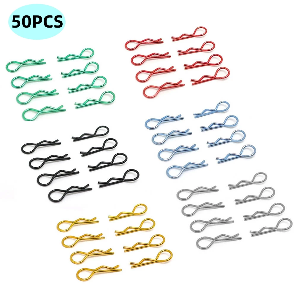 50PCS RC Car Metal Body Shell Clips Pins R Shape Pins For Traxxas TRX4 1/10 Model Car Multicolor RC Rock Crawler Vehicle Models