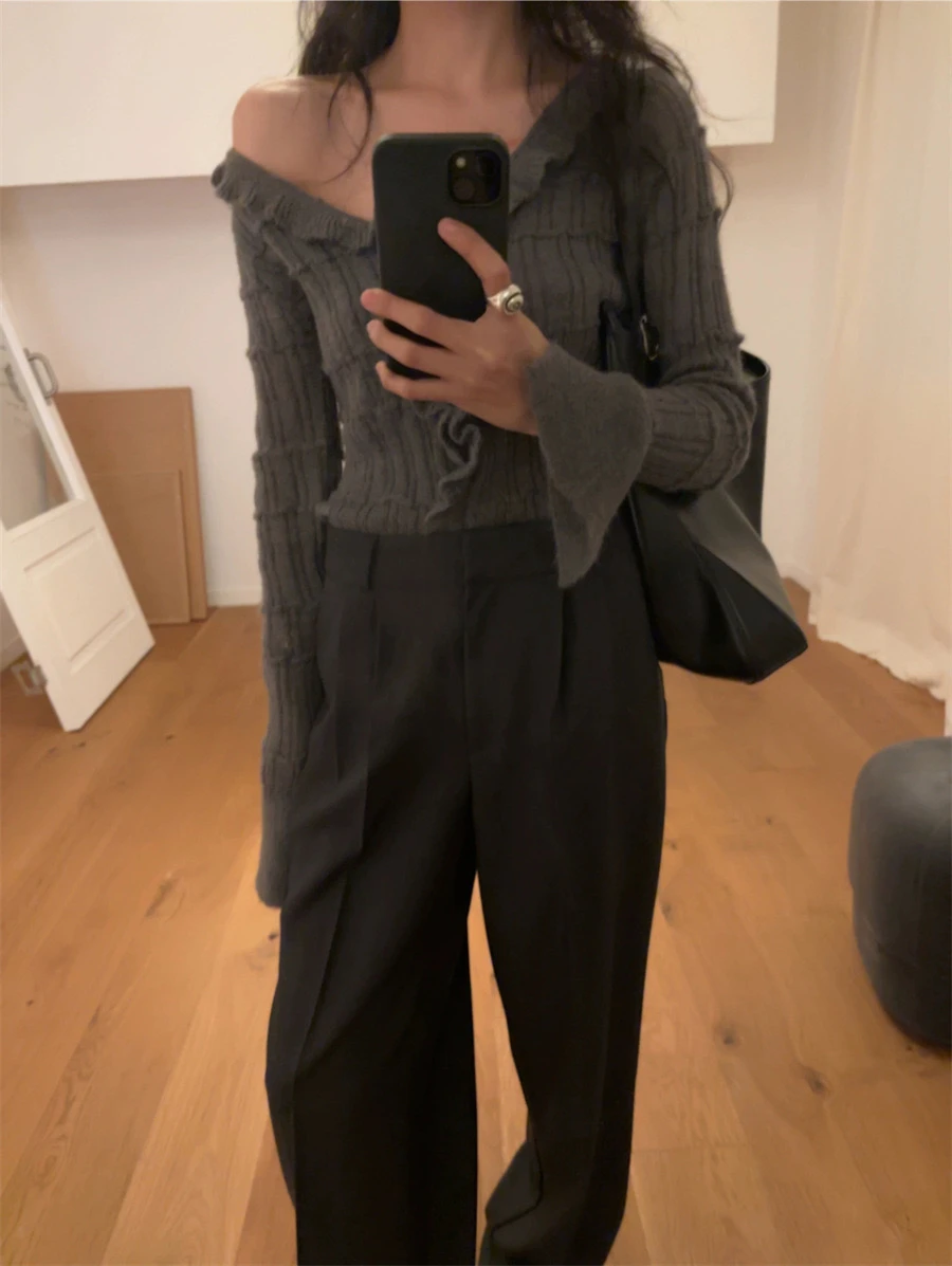 

Soft Long Sve Knitted Top with Wooden Casual Pants Spring New Arrival Dongda Gate Sle Women's Comfortable Breathabl...