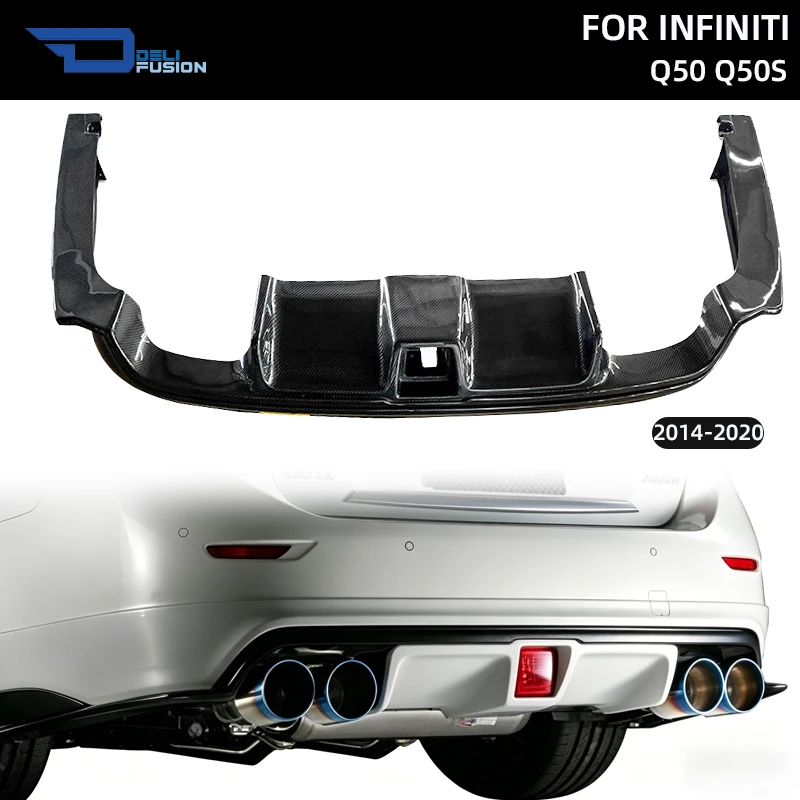 

For 2014-2020 Infiniti Q50 Q50S V37 BLTZ R-Concept Style Carbon Rear Lip Diffuser With Fog Lamp Body Kits Car Accessories