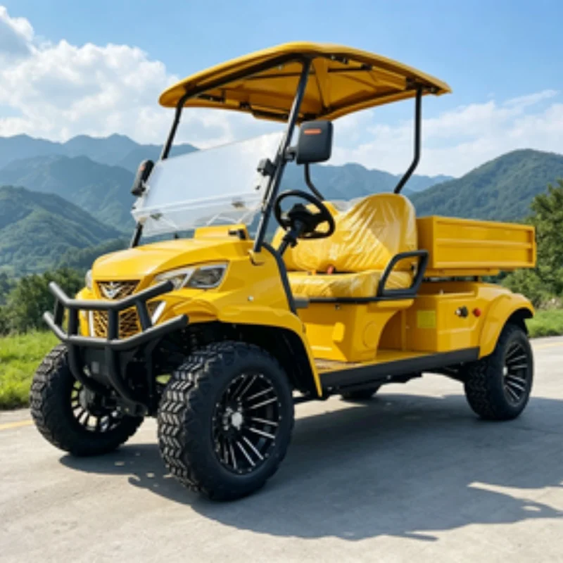 Upgraded Off-Road Electric Golf Cart 2 Seats 4KW/5KW All Terrain Golf Buggy Lithium Battery Bumper Off-Road Tires Rear Cargo Box