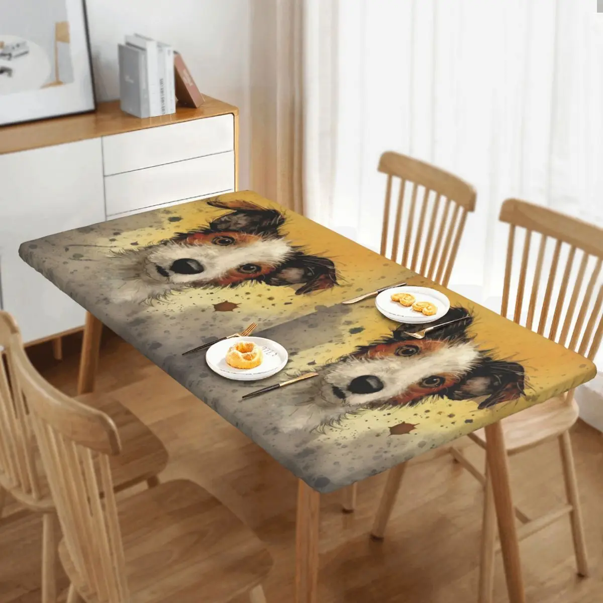 Dog Jack Russell Terrier Custom Rectangular Tablecloth Oilproof Table Cover for Dining Events Table Cloth