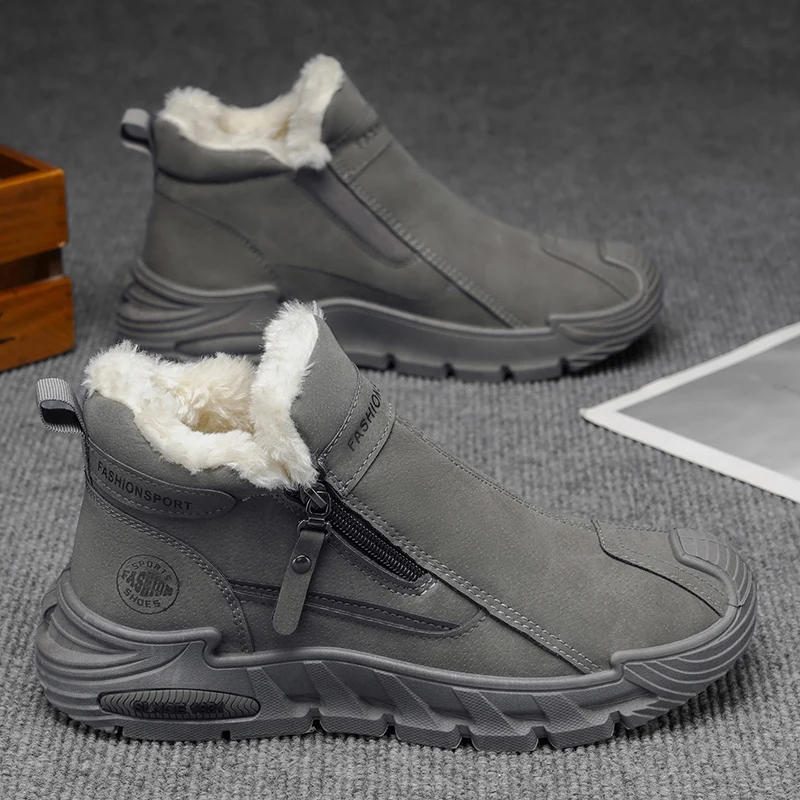 

Winter Men's Casual Shoes Versatile Fashionable Ankle Boots Zips Comfortable Commuting Shoes with cotton Warmth Men's Shoes