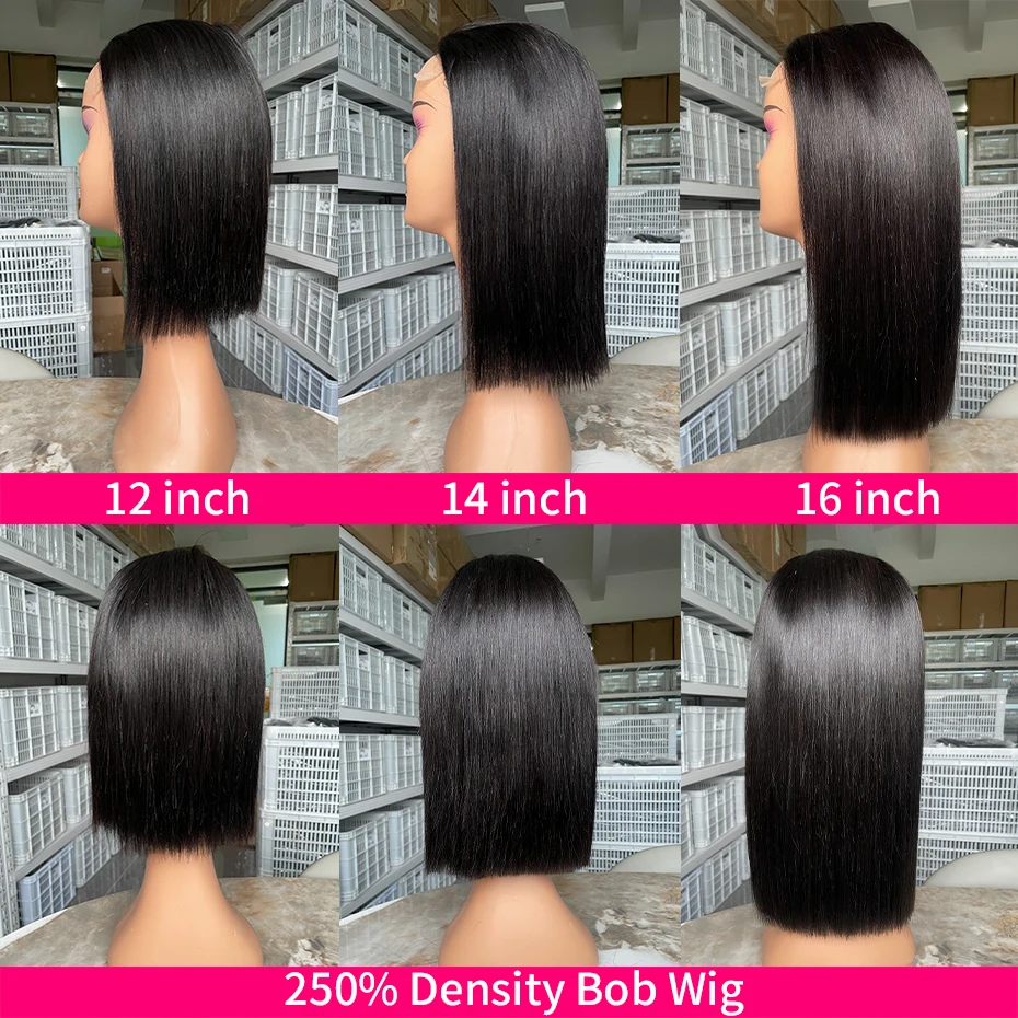 

Vietnamese 100% Human Hair Short Bob Wigs Straight Cut 250 300 Density Natural Bone Straight Bob Lace Front Wig For Black Women