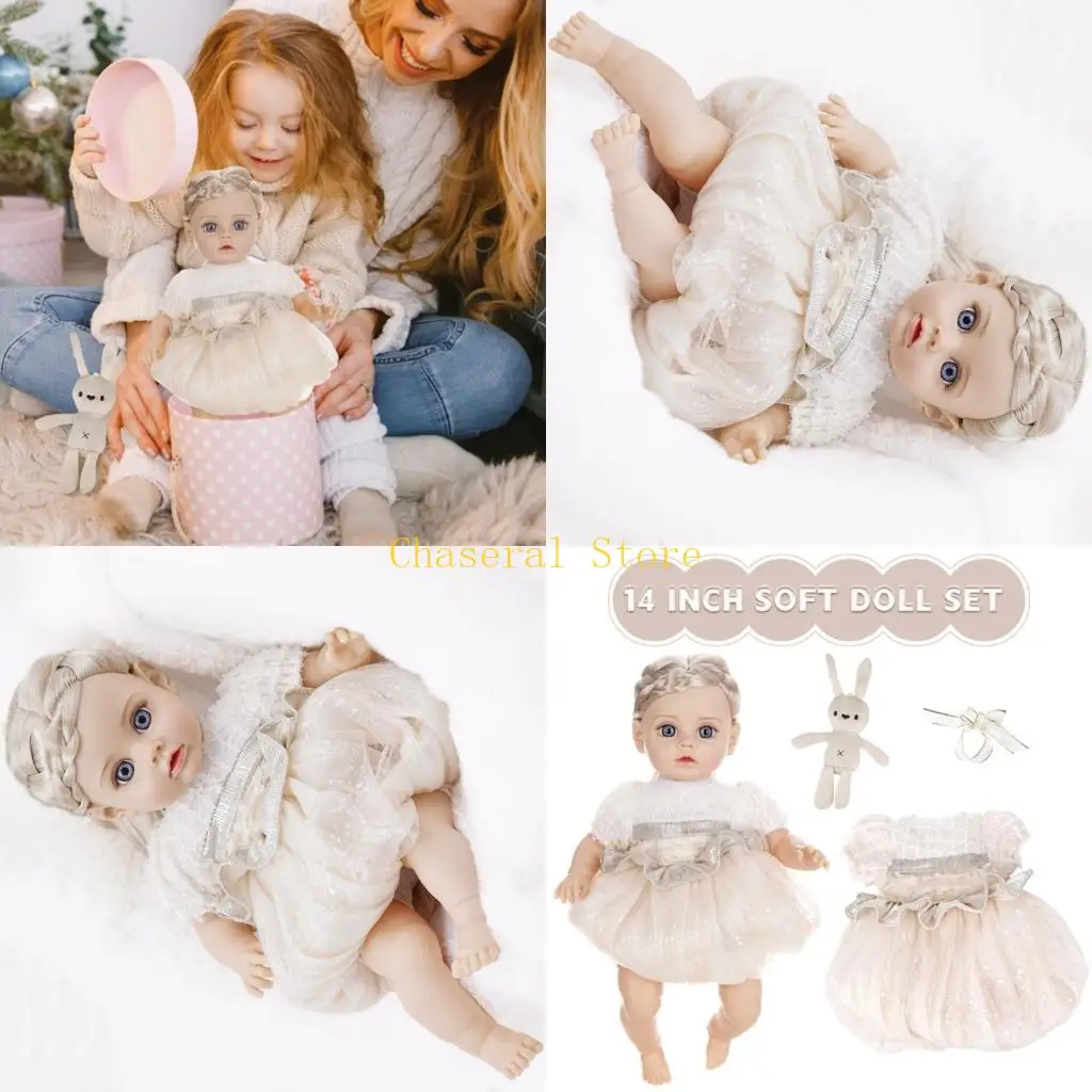 

E7CE 14inch Newborns Baby Girl Doll in Vinyls Perfect for Parent Child Interaction