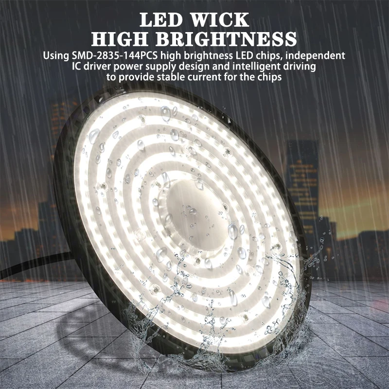 NEW High Bay Lamp 100/150/200W 220V Super Bright 6000K UFO LED Waterproof Commercial Market Warehouse Garage Industrial Lighting