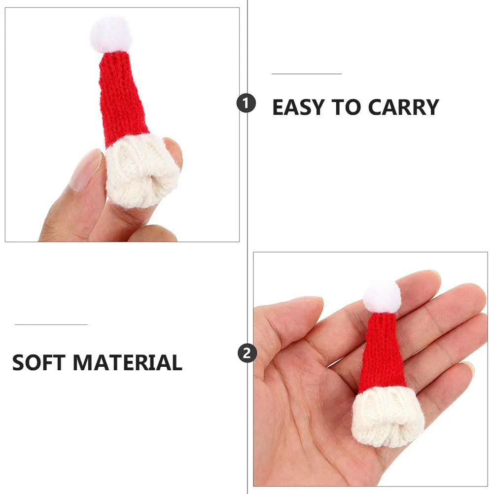 20 Pcs Crafts Mini Hand Knitted Hats Felt Knitting Accessories Little Holiday Ornaments