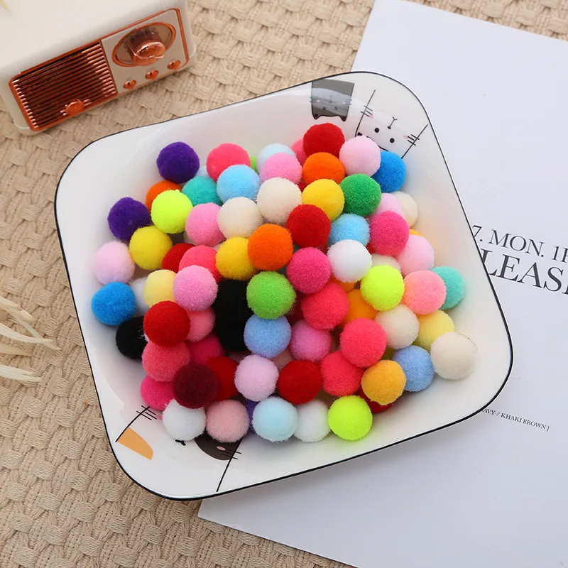 100pcs 10mm/15mm/20mm Soft Pompoms Fur Ball Arts Craft Supplies DIY Accessories for Toys Party Decoration Crafts Materials