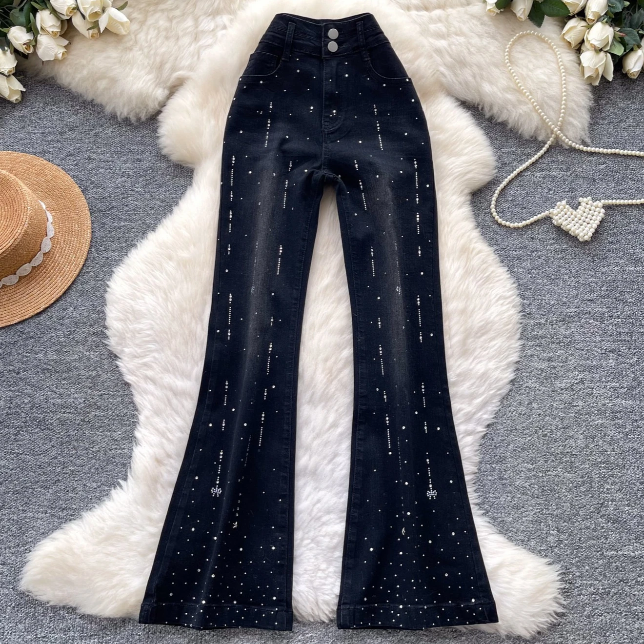 

Denim Pant Women Jeans Vintage Long Pants Capris High Waist Straight Trousers Y2k Streetwear Elegant Splice Work Casual 2026