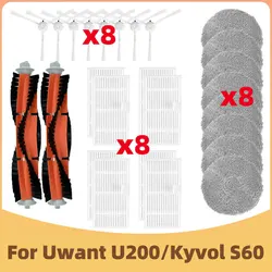 Pasuje do robota odkurzającego Uwant U200 / Kyvol S60 / Lydsto W2, akcesoria, części zamienne, worka na kurz, główna boczna szczotka, filtr HEPA, ścierka do mopu