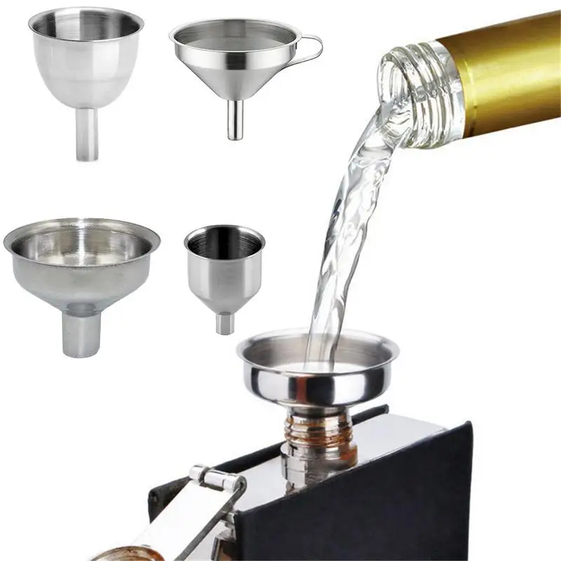 Small Mouth Funnels Bar Wine Flask Funnel Mini Stainless Steel For Filling Hip Flask Narrow-Mouth Bottles Kitchen Jug Funnel