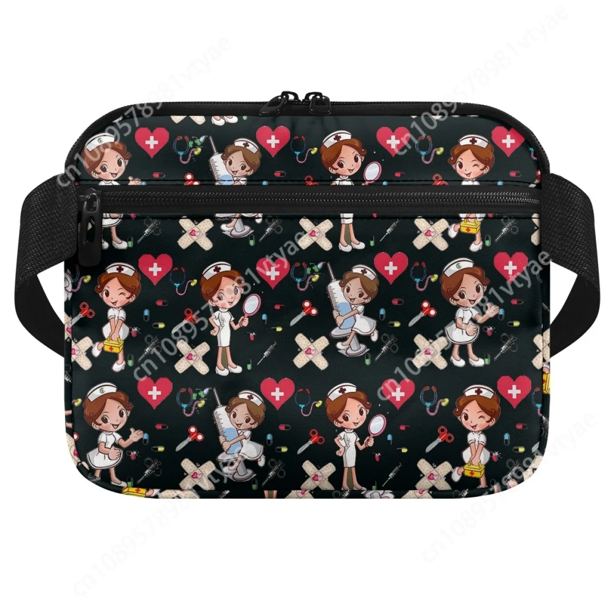 Waist Pack Female Cartoon Nurse Print Multi Pocket Medical Pack Stethoscopes Emergency Supplies Medical Gear Durable Belt Bags