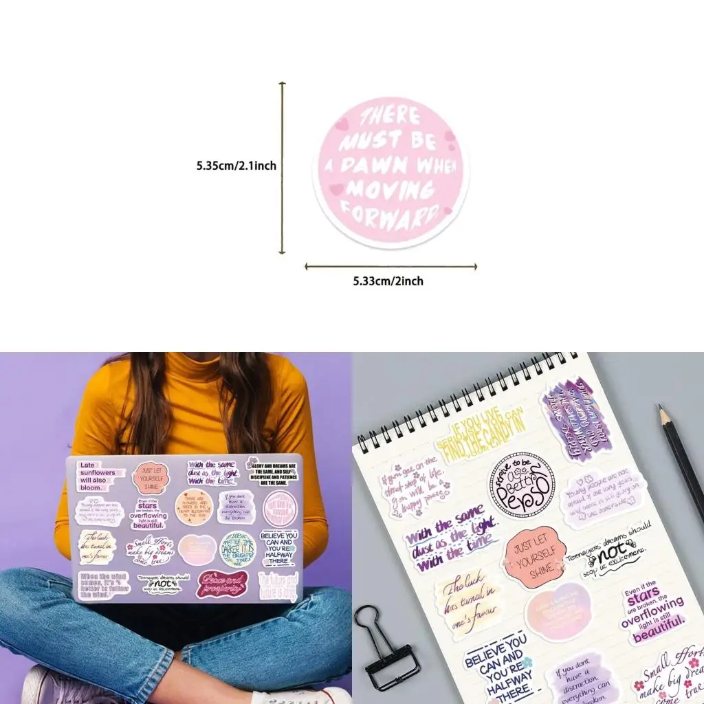  50Pcs Creative Cartoon Quote Stickers Reusable Surfaces Decor for Electronics Office Supplies