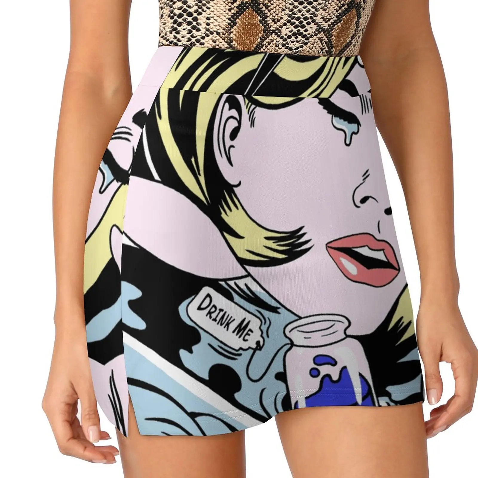 Drowning Alice Women's skirt With Pocket Vintage Skirt Printing A Line Skirts Summer Clothes Roy Lichtenstein Lichtenstein Pop