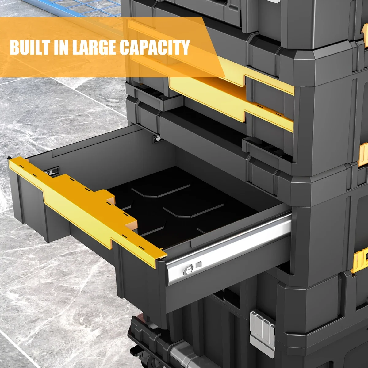 AIRAJ Stackable Modular Combo Toolbox Set -Portable Combo ToolBox with Wheels for Space-Saving Modular Assembly & Easy Mobility!