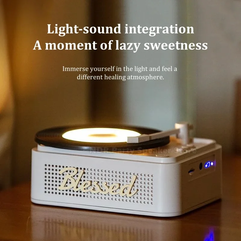 Best Gift Light Luxury Retro Style Wireless Small Subwoofer Computer Vinyl Record Player Shape Mini Bluetooth Speaker Playback