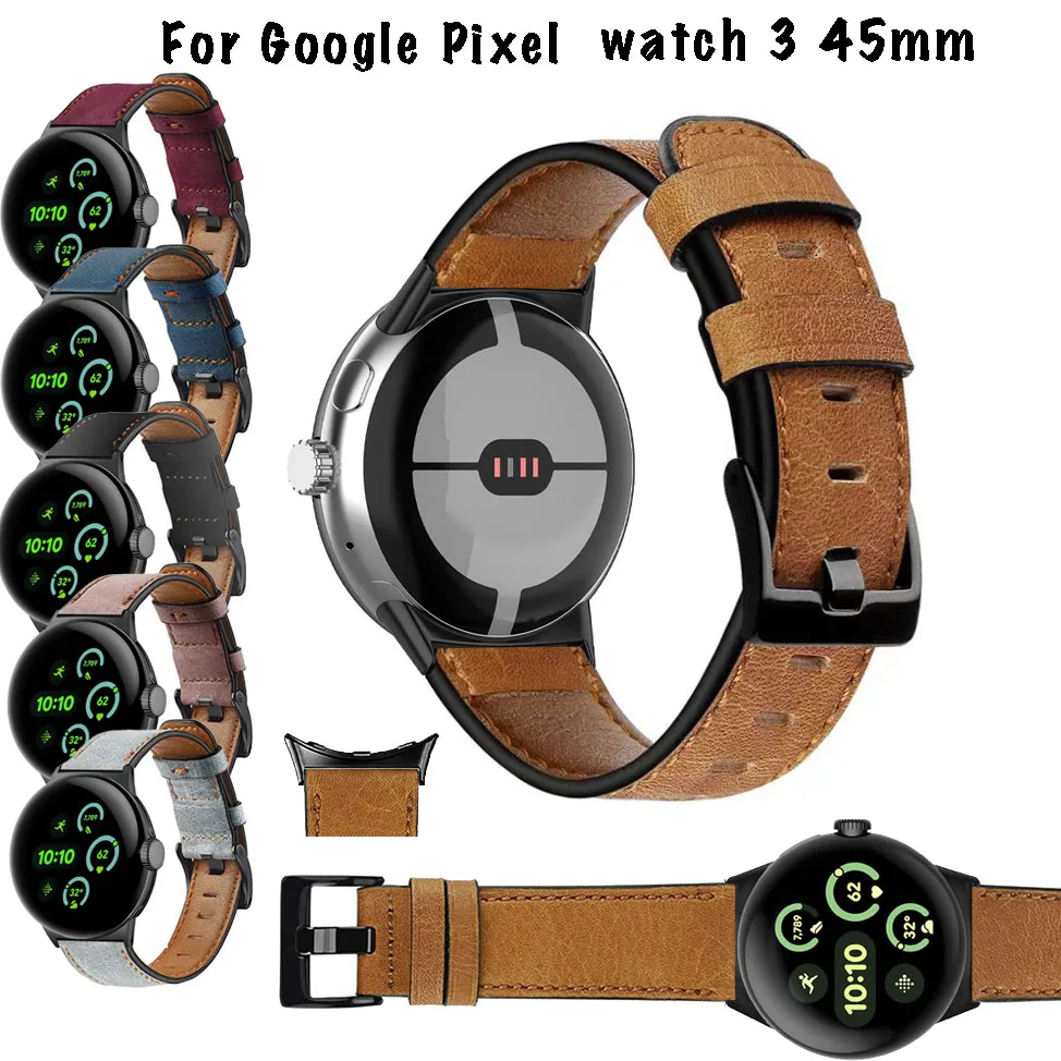 حزام من الجلد الطبيعي لساعة Google Pixel Watch Band 3 45 ملم Correa معصمه حزام الساعة الذكية لساعة Google Pixel Watch 3 #1