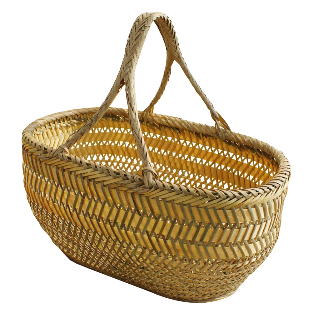 

Hand Shopping Basket Vegetable Lightweight Harvest Picnic Food Holder Storage Fruit Affordable Party Bamboo Weaving