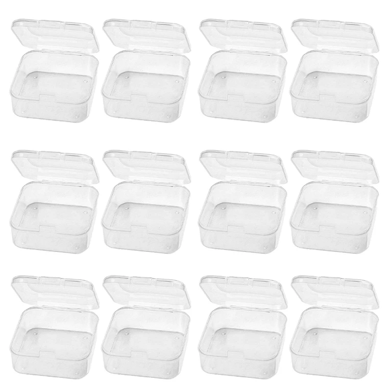 E15E 12Pcs Colorful Plastic Storage Containers Stackable Small Square Boxes with Lid