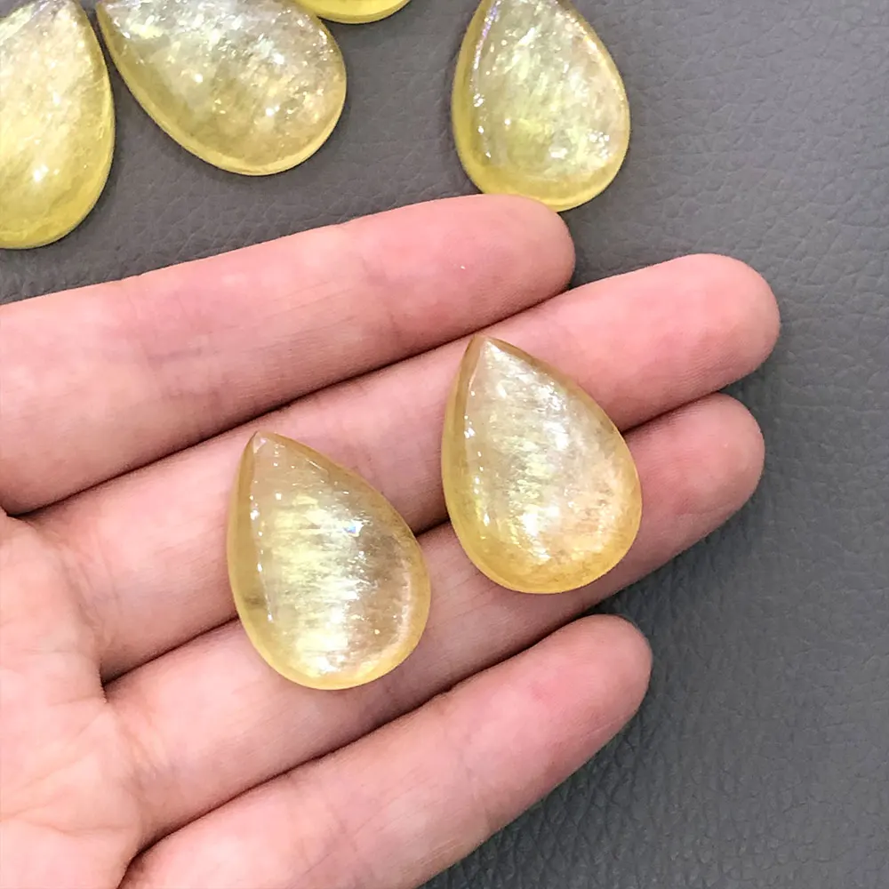 1pc Natural Crystals Stones Gold Yellow Lepidolite Mica Teardrops Gemstones Mineral Quartz Spiritual Reiki Meditation Home Decor
