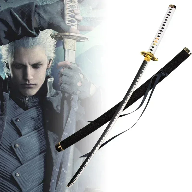 40 pulgadas Yamato Katana Devil May Cry 5 espada Vergil Anime Cosplay Prop cuchillo de madera Ninja tamaño Real japonés Katana samurái Sabre