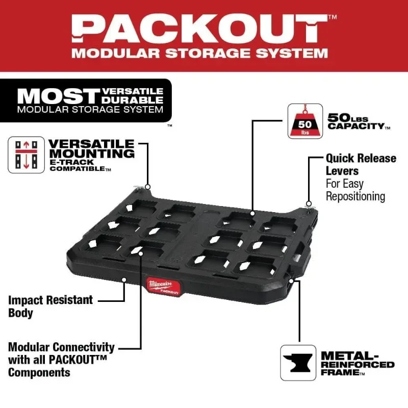 Milwaukee 48-22-8481 PACKOUT Racking Shelf Impact Resistance Subject Bearing Storage Spare Parts Goods Shelves MILWAUKEE TOOL