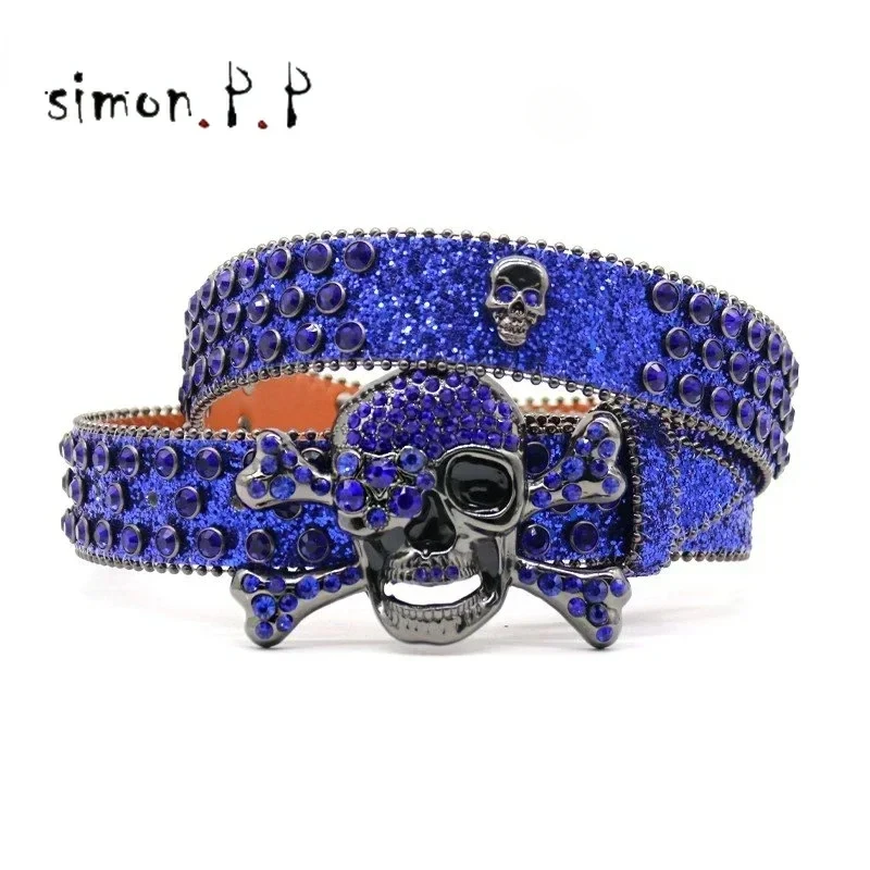 Rhinestones Belt Men Women Western Cowgirl Cowboy Luxury Strap Wide Buckle Crystal Studded Y2K Belts Ceinture Femme Jean