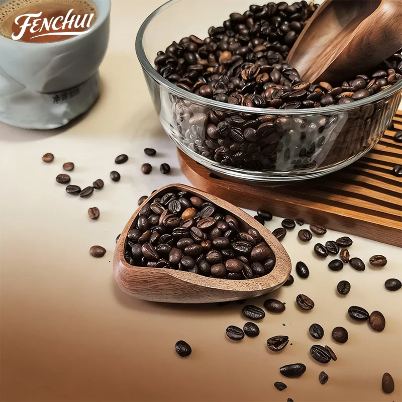 

FENCHUI Coffee Bean Dose Tray Solid Walnut Wood Espresso Bean Shovel Scoop Measure Tea Separator Vessel Barista Kitchen Tools