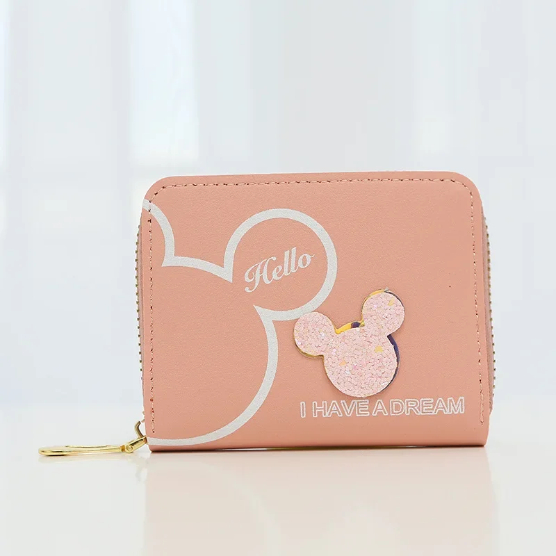 Disney Mickey mouse Small wallet lady short zipper tassel key coin purse student small mini wallet Minnie card holder Clutch