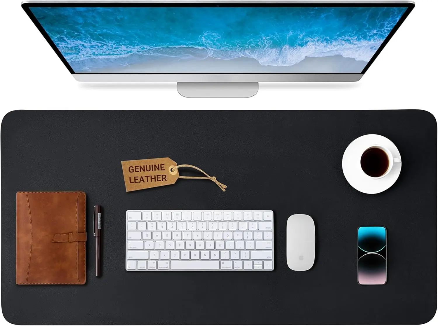 

Leather Desk Mat-Office Desk Protector Pad PU Suede Leather Waterproof Mouse Pad Desktop Keyboard Desk Pad for Office Accessorie