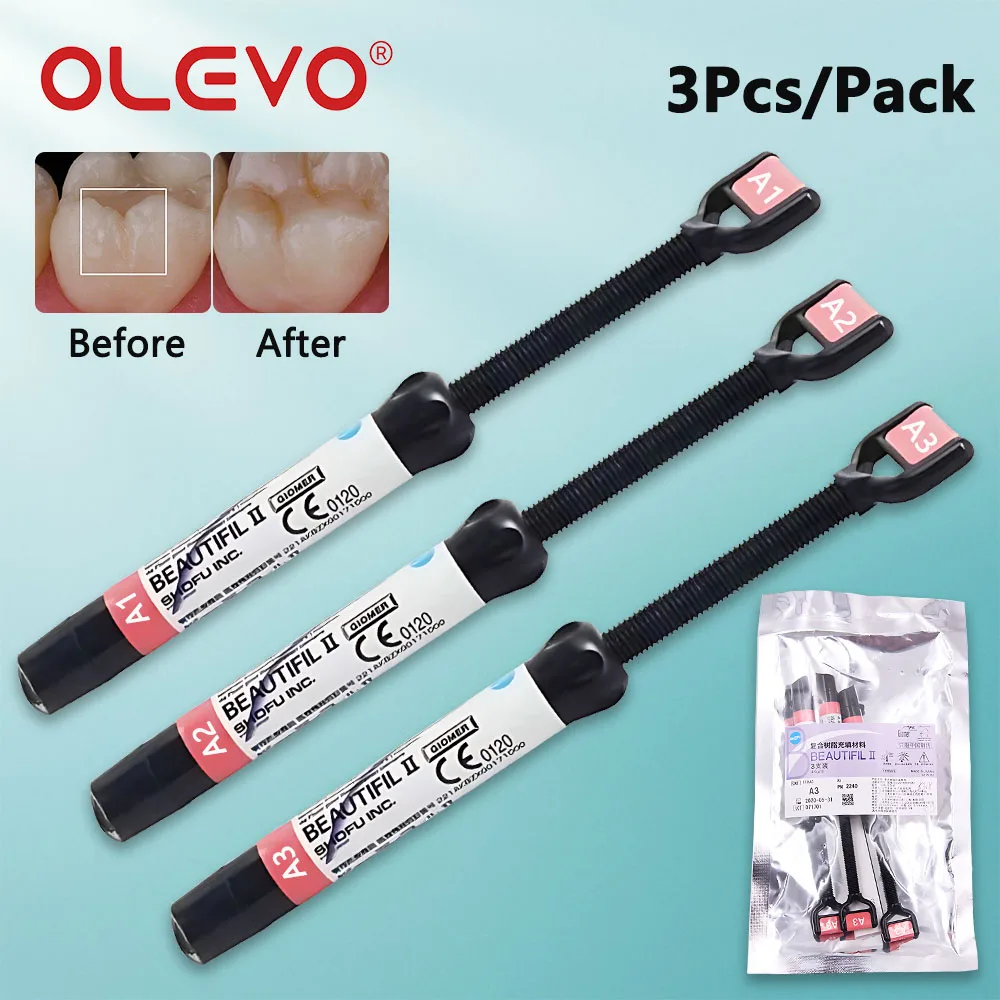 

3 Pcs/Pack Dental Beautifil II Light Cure Composite Resin Anterior Posterior Teeth Restoration Repair Filling Solid Material