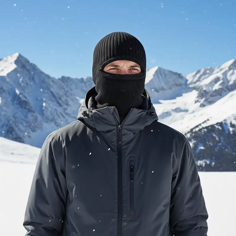 2 in 1 Winter Windproof Beanie Hat Warm Knitted Full Face Ski Mask for Outdoor Sports Cold Weather Use