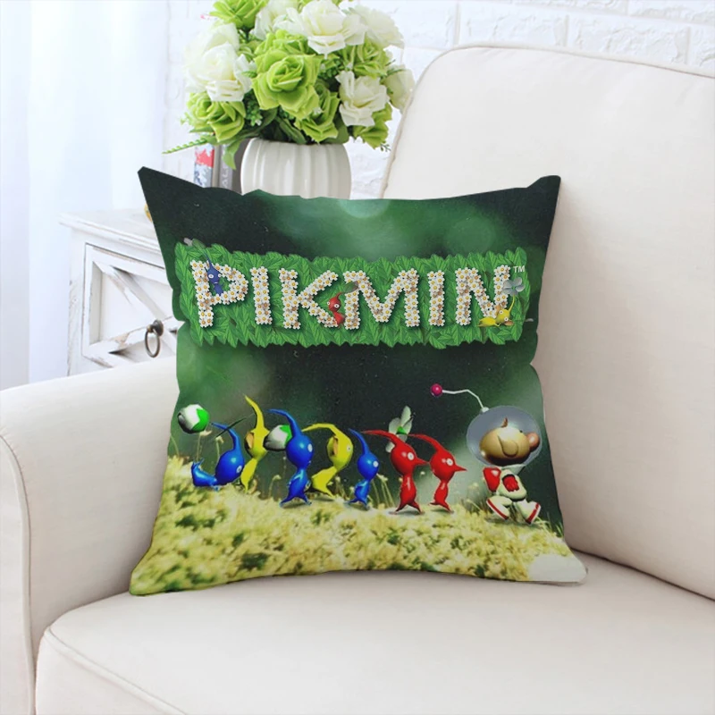 Pillow case anime cute P-Pikmin custom double-sided printed sofa cushion cover for children's room headboard cushion 45x45cm