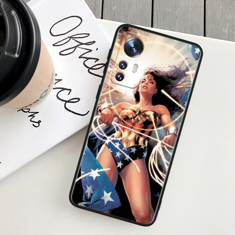 Cute Wonder Woman For Xiaomi Mi 14 13 12T 12S 12X 11i 11X 11T Play HyperCharge Lite Ultra Pro Black Soft Phone Case