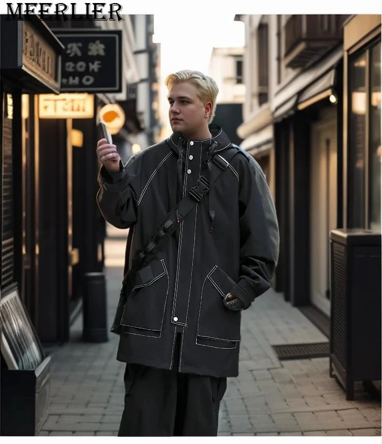 New men's casual spring autumn jacket outside the long-sleeved loose big size male Korean version Long Large Size Coat 9XL 10XL