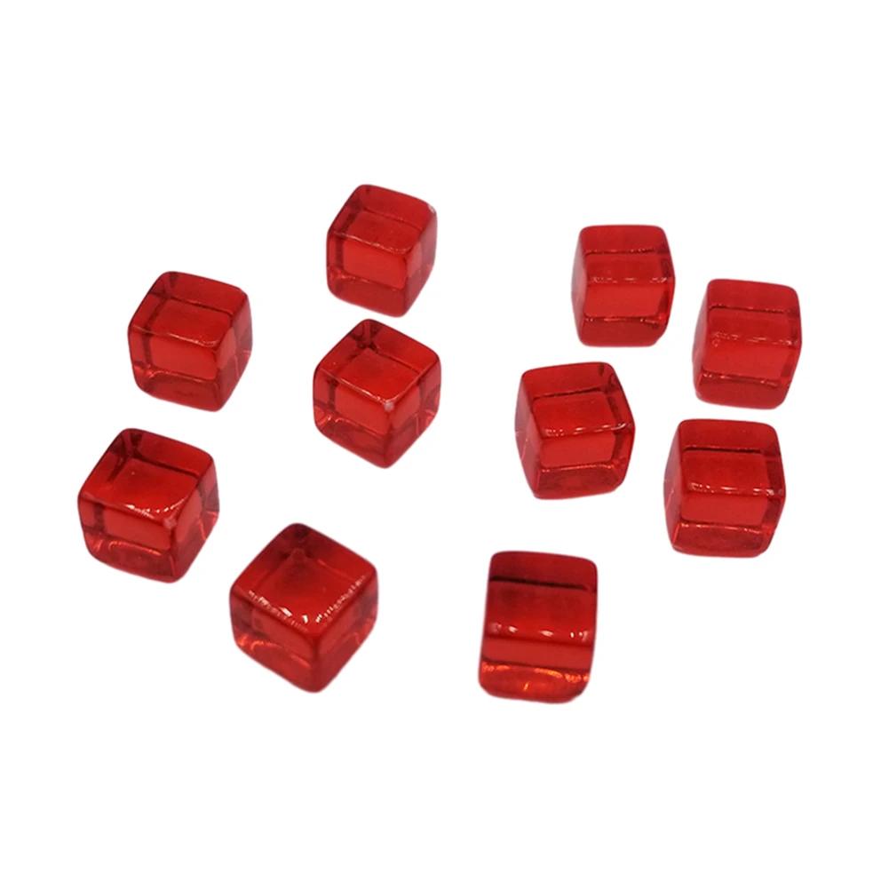 Red Acrylic Dices Set Clear Cube Colorful Square Corner Clear Dice Math Teaching Acrylic Dices Set Chess Pieces