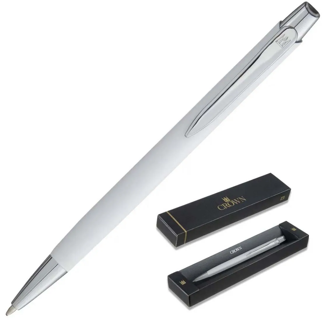 CROWN Bern Premium Luxury White Ballpoint Pen