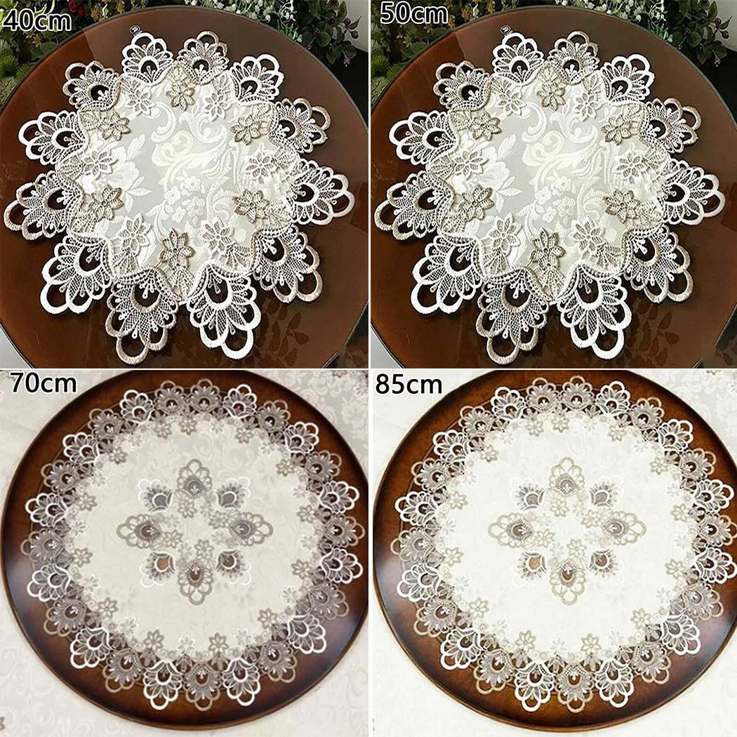 1X Runde Tischdecke Spitze Floral Tisch Abdeckung Staubdicht Home Festival Tischdecke Restaurant Bankett Party Tischdecke Dekor