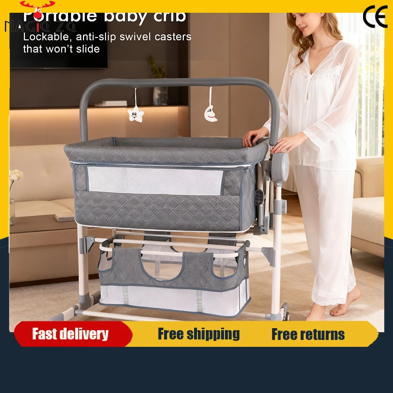 Bluetooth-Babybett, elektrisches Babybett, parallele Schaukel für Neugeborene, Anti-Kipp-Babywiege, Schlafberuhiger, höhenverstellbare Babybetten