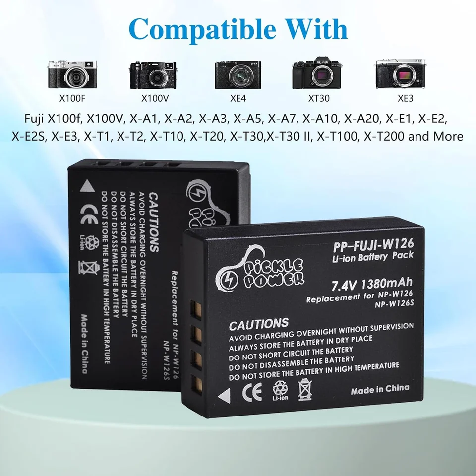 Picke Power NP-W126 NP-W126S Battery for Fuji X-M5 X-T50 X100V