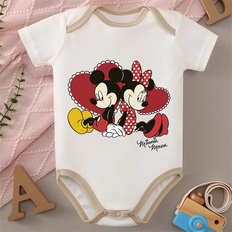 

MINISO Mickey Mouse Cute Print 100% Cotton Soft Baby Jumpsuit Best Gift for Baby Onesie Bodysuit for 0 To 12 Months Newborn